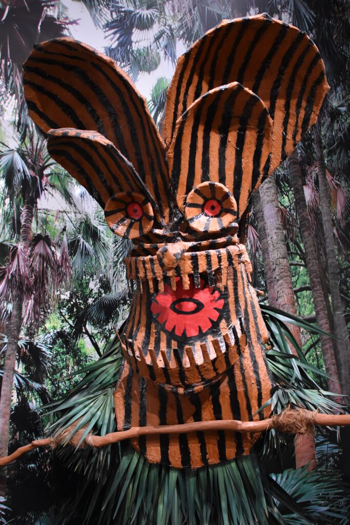 A Boze masked deity figure of Akusekijima on museum display