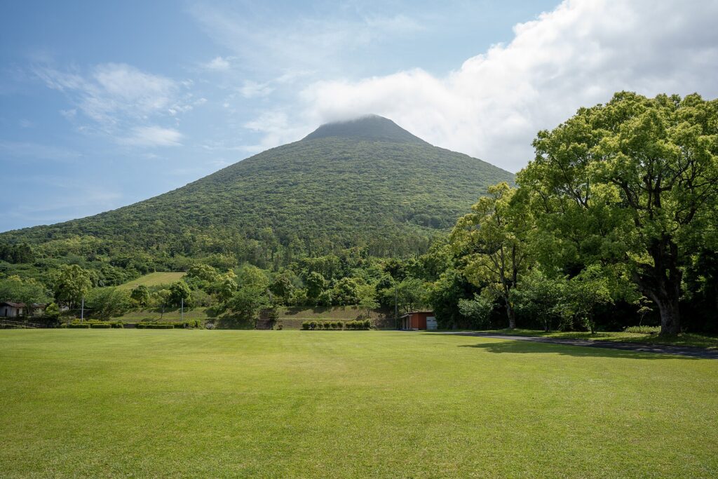 Mount Kaimon seen from Kaimon Sanroku Fureai Park, Ibusuki, Kagoshima