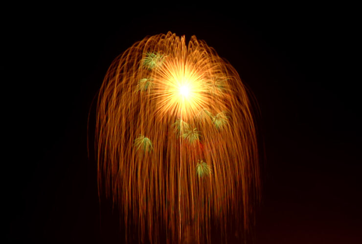 Giant firework shell bursting at Katakai Fireworks, Niigata