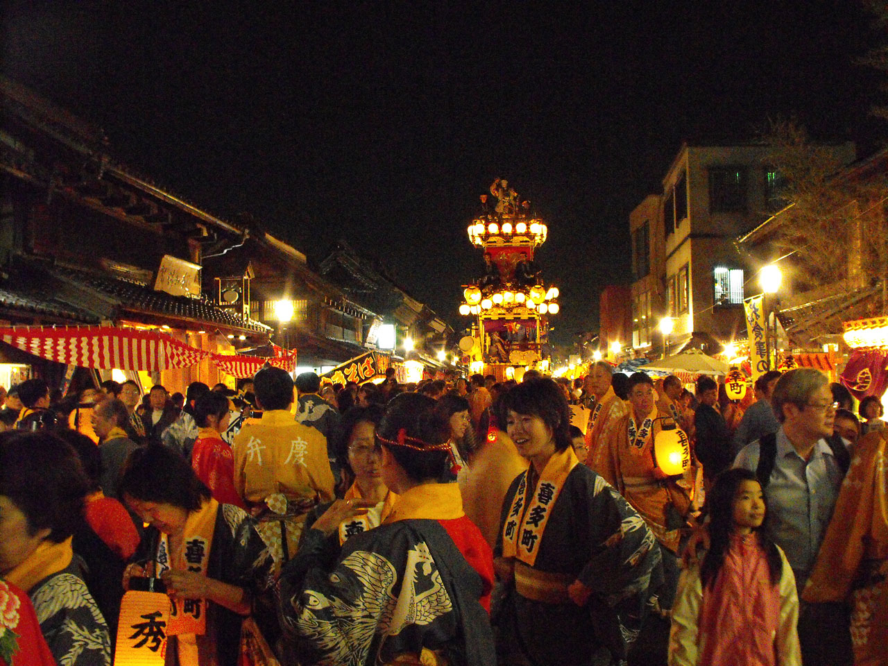 Kawagoe Festival float at night