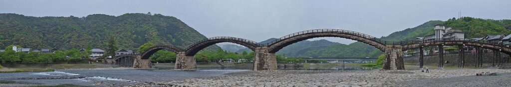 The five-arched wooden Kintaikyo Bridge in Iwakuni