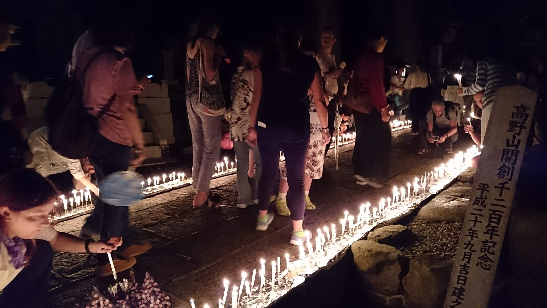 Candles lining the Okunoin approach at Koyasan