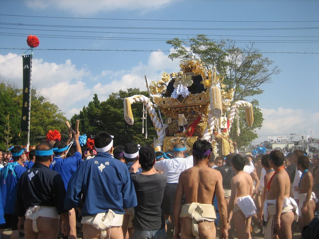 Mikoshi clashing at the Nada Fighting Festival in Himeji