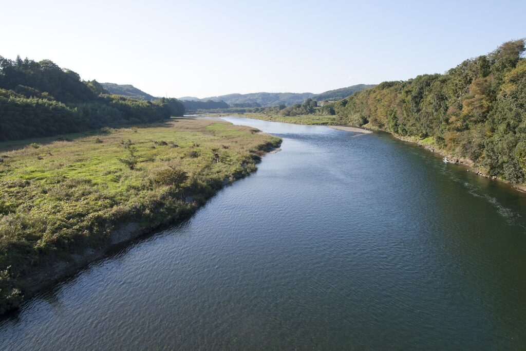 The Naka River in Tochigi, venue of the ayu catching event