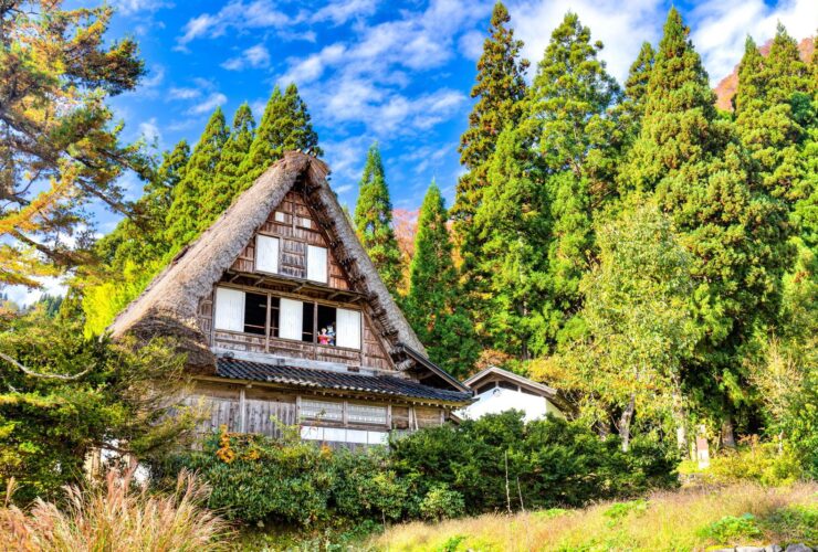 The thatched gassho-zukuri houses of Ainokura village in Toyama