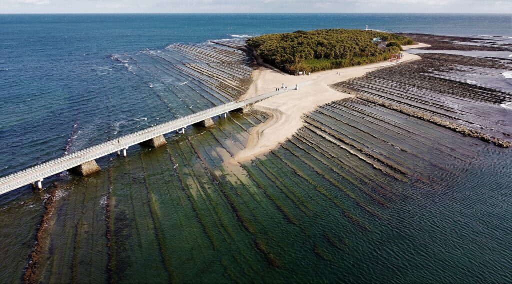 Aoshima island off the Miyazaki coast, ringed by wave-cut rock formations