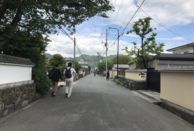 A street of samurai-era walls and houses in the Hagi castle town