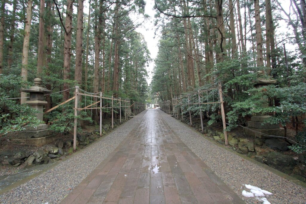 The grounds of Yahiko Shrine in Niigata