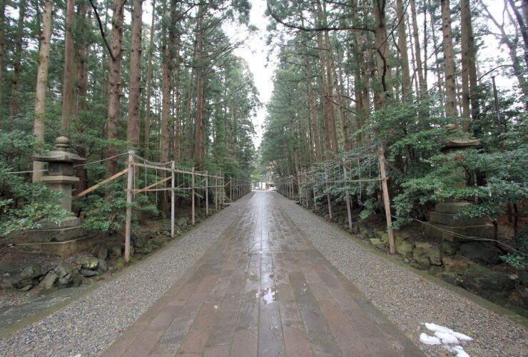 The grounds of Yahiko Shrine in Niigata