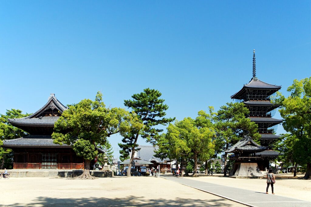 The five-storey pagoda and grounds of Zentsu-ji temple in Kagawa